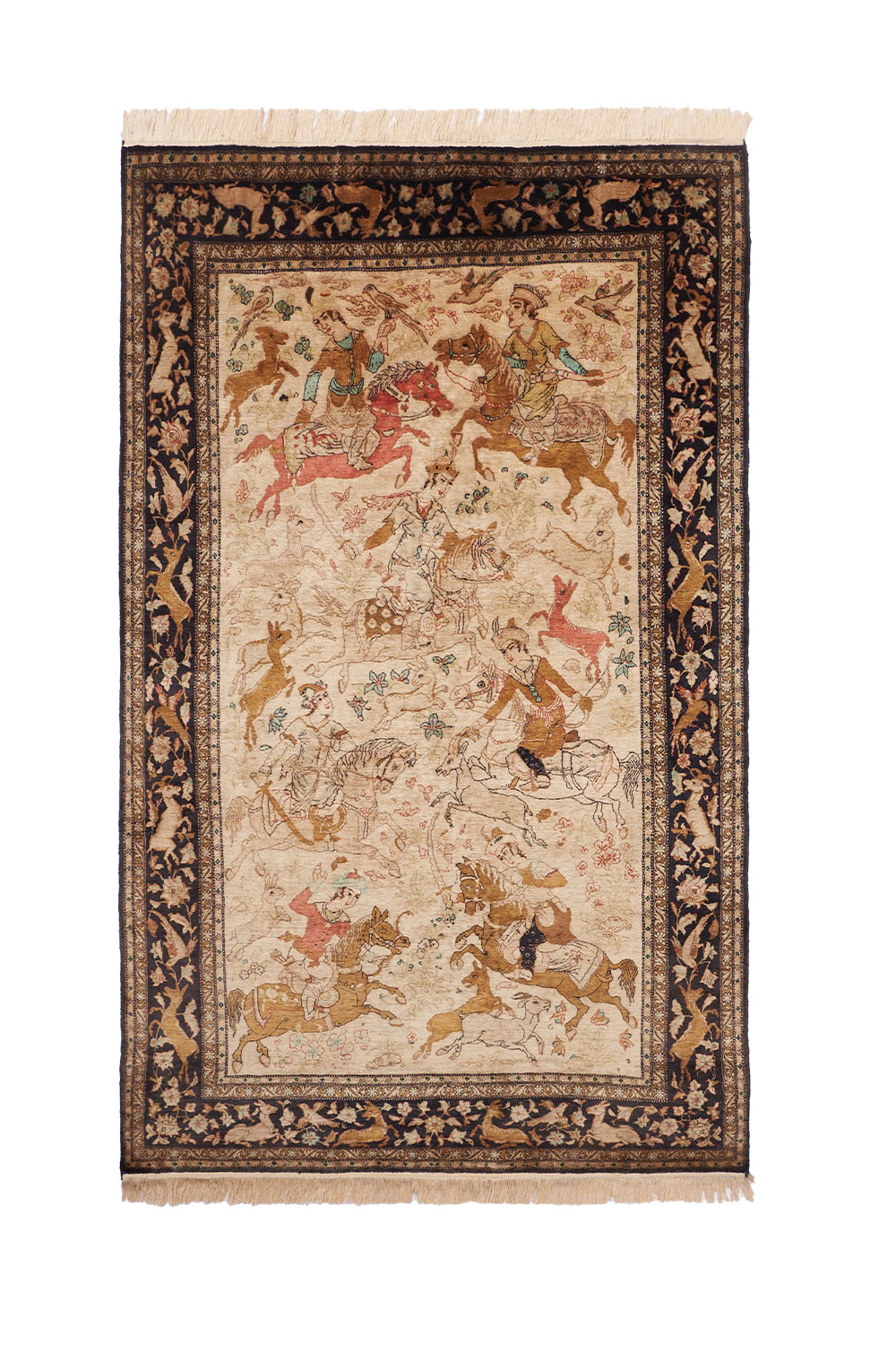 Silk On Silk Persian Qum Shikargah – Fateh