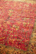 Vintage Tabriz Hunting Scene - Madder