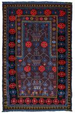 Tribal Balouch Prayer Rug - Floral Vase