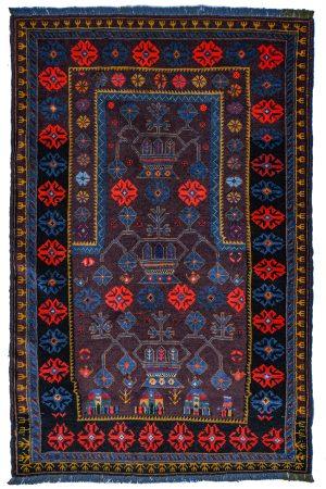 Tribal Balouch Prayer Rug - Floral Vase