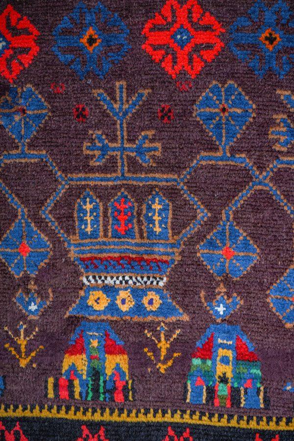 Tribal Balouch Prayer Rug - Floral Vase