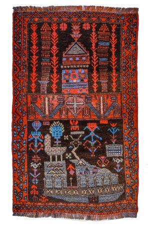 Tribal Balouch Prayer Rug - Cardinal Red