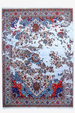 Erased Indo Heriz Serapi Distressed - Sky Blue