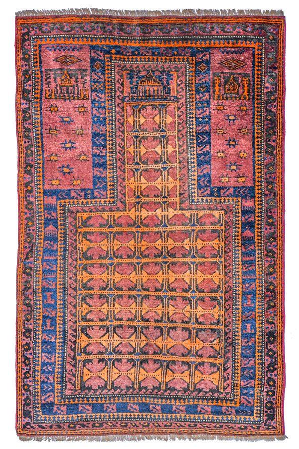 Tribal Balouch Prayer Rug - Blocks